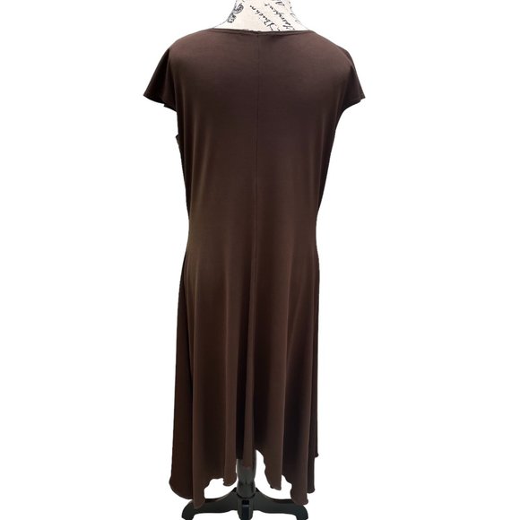 Bianca Nygard Brown Scoop Neck with Ties Cap Sleeves Dress Women's Size Medium - Picture 6 of 10